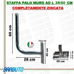 STAFFA SUPPORTO AD "L" 28 x 60cm ALTEZZA, IDEALE PER PARABOLE DA 40-60-80 CM