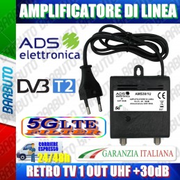 AMPLIFICATORE SEGNALE TV UHF 30db 1out  MIGLIORA/POTENZIA IL SEGNALE TV AMS30/1U