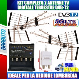 KIT ANTENNA PER REGIONE LOMBARDIA TV DIGITALE TERRESTRE A 2 ANTENE