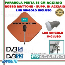 KIT PARABOLA 85 CM IN ACCIAIO PENTA FRACARRO ROSSO MATTONE 211207 + LNB SINGOLO