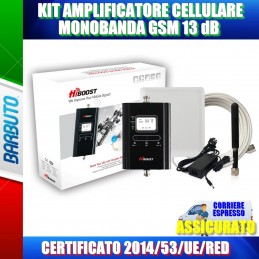 KIT AMPLIFICATORE CELLULARE MONOBANDA GSM 13 dB CERTIFICATO 2014/53/UE/RED