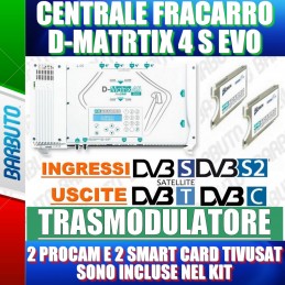 CENTRALINO TRASMODULATORE TV/SAT FRACARRO D-MATRIX S4 EVO + 2 PRO CAM TIVUSAT