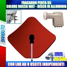 PENTA 85 ANTENNA PARABOLICA ALLUMINIO FRACARRO ROSSO MATT PENTA85R CON LNB 8 OUT