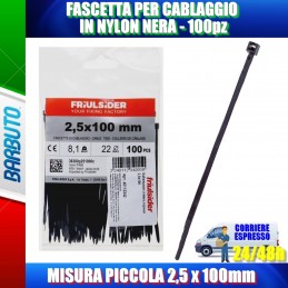 FASCETTE NERE IN NYLON 2,5 X 100 mm ALTISSIMA QUALITÀ FRIULSIDER PER CABLAGGIO