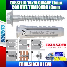 TASSELLO 14x70 FRIULSIDER X1 EVO CON VITE TIRAFONDO 10mm CHIAVE 17