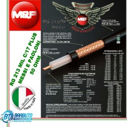 1 Mt DI CAVO COASSIALE RG213/U MIL 17 D. 10,2 mm IMP. 50 ohm MESSI & PAOLONI