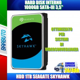 HARD DISK INTERNO 1000GB SATA-III 3,5" 1TB SEAGATE SKYHAWK VIDEOSORVEGLIANZA