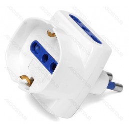 Adattatore TRIPLO con Schuko 16A bianco Tipo tedesco Spina Presa Tripla