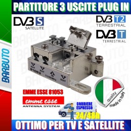 PARTITORE 3 USCITE EMMEESSE SERIE PlugIN MODELLO P3 IN PRESSOFUSIONE COD. 81053