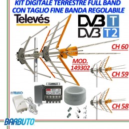 KIT ANTENNA INSTALLAZIONE DIGITALE TERRESTRE FULL BAND CON TAGLIO LTE REGOLABILE