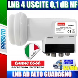 LNB OCCHIO CONVERTITORE 4 USCITE QUAD UNIVERSALI 0,1 dB NF EMMEESSE 80199KM LTE