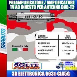 PREAMPLIFICATORE AMPLIFICATORE TV AD INNESTO PER ANTENNA DIGITALE TERRESTRE 3B ELETTRONICA 6631-CIA5G
