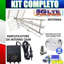 KIT ANTENNA TV AMPLIFICATA DIGITALE TERRESTRE ESTERNA CON AMPLIFICATORE SEGNALE