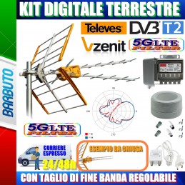KIT ANTENNA INSTALLAZIONE DIGITALE TERRESTRE FULL BAND CON TAGLIO LTE REGOLABILE