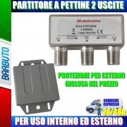 PARTITORE DIVISORE A PETTINE 2 USCITE PROTEZIONE PER ESTERNO INCLUSA