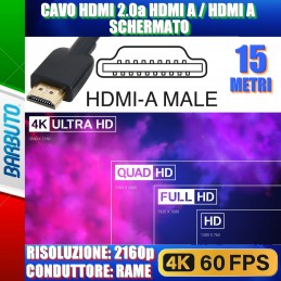 CAVO HDMI 2.0a HDMI A / HDMI A SCHERMATO RISOLUZIONE 4K 2160p@60FPS