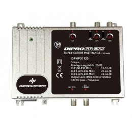 CENTRALINO TV 3 INGRESSI VHF + UHF + UHF CON FILTRO LTE/5G MAX 45dB / 123dBmV