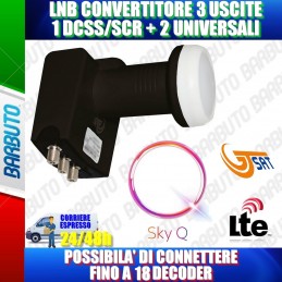 ILLUMINATORE LNB PER PARABOLA SKY Q GT-S2DCSS24 + 2 USCITE 0.1 dB 4K HD & 3D