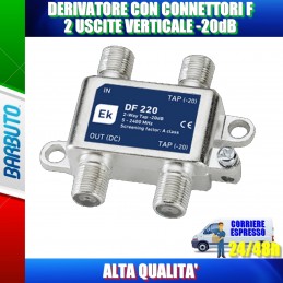 DERIVATORE CON CONNETTORI F 2 USCITE VERTICALE -20dB