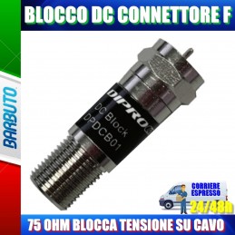 BLOCCO DC CONNETTORE F MASCHIO F FEMMINA 75 OHM BLOCCA TENSIONE SU CAVO