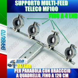 SUPPORTO MULTI FEED PER 4 LNB UNIVERSALE PER PARABOLE CON ATTACCO RETTANGOLARE