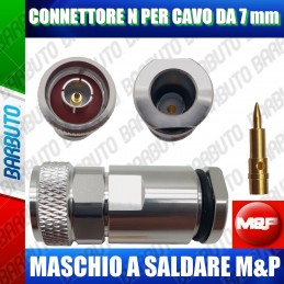 CONNETTORE N MASCHIO PER CAVI DA 7,3 MM A SALDARE MESSI E PAOLONI