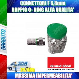 CONNETTORE F 6,8 mm CON O-RING VERDE, IMPERMEABILE, ALTA' QUALITA' 1 PEZZO