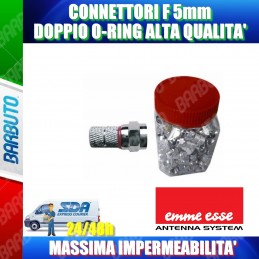 CONNETTORE F 5 mm CON O-RING ROSSO, IMPERMEABILE, ALTA' QUALITA' 1 PEZZO