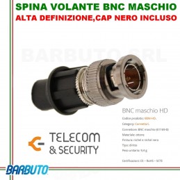 SPINA VOLANTE BNC MASCHIO CON SISTEMA CAP, ART. KBMHD TELECOM E SECURITY