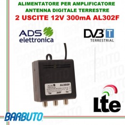 ALIMENTATORE PER AMPLIFICATORE ANTENNA DIGITALE TERRESTRE 12V 2OUT 300mA