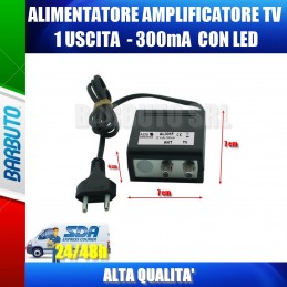 ALIMENTATORE PER AMPLIFICATORE ANTENNA DIGITALE TERRESTRE 12V 1OUT 300mA SWITCH