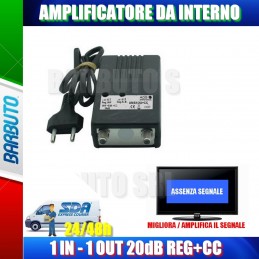 AMPLIFICATORE DI LINEA INTERNO CON PASSAGGIO +CC 20dB 1 OUT, MIGLIORA SEGNALE TV