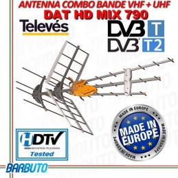 ANTENNA TV COMBO VHF + UHF AMPLIFICATA 44dB TELEVES 149442 DAT BOSS MIX T-FORCE