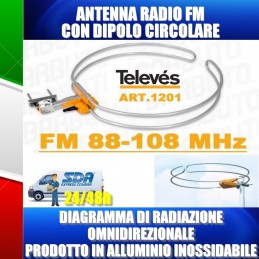 ANTENNA FM 88..108MHz CON DIPOLO CIRCOLARE OMNIDIREZIONALE TELEVES 1201