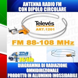 ANTENNA RADIO DAB FM OMNIDIREZIONALE REAL GAIN 1dBi TELEVES 1201