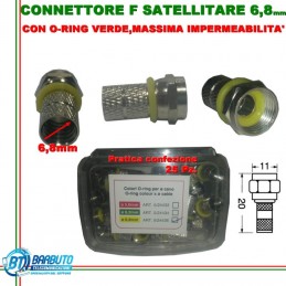 CONNETTORE F SATELLITARE 6,8mm 25 PEZZI CON O-RING MASSIMA IMPERMEABILITA'