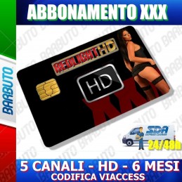 SCHEDA TESSERA ABBONAMENTO PER ADULTI 5 CANALI HD 6 MESI REDLIGHT VIACCESS XXX