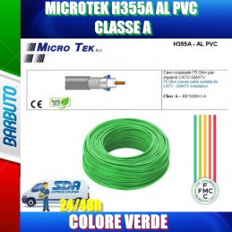 1 mt CAVO COASSIALE TV 5mm CLASSE A, CONDUTTORE RAME 100%, MICROTEK H355A VERDE