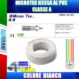 1 mt CAVO COASSIALE TV 5mm CLASSE A, CONDUTTORE RAME 100%, MICROTEK H355A BIANCO