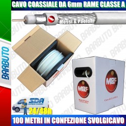 CAVO TV 6,5mm CLASSE A RAME 100MT PER SAT E TERRESTRE SVOLGICAVO INCLUSO SPEEDY6