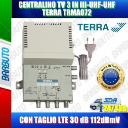 CENTRALINO TV 3 IN, III-UHF-UHF CON TAGLIO LTE 30 dB 112dBmV