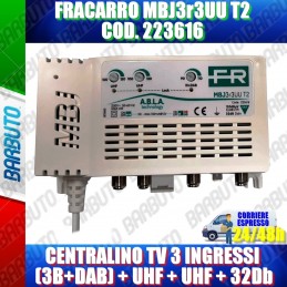 FRACARRO 223616 MBJ EVO LTE CENTRALINO TV 3 IN 1 OUT, VHF+2UHF 32dB MBJ3r3UU T2