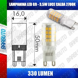 LAMPADINA A LED G9 - 3,5W - 230Vac - BIANCO CALDO 330 LUMEN O CAPPA LS223/02WW