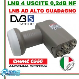 LNB OCCHIO CONVERTITORE 4 USCITE QUAD UNIVERSALI 0,1 dB NF EMMEESSE 80199KL LTE