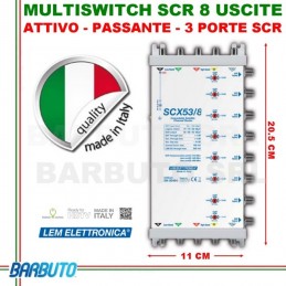 MULTISWITCH SCR IBRIDO A 8 USCITE INDIPENDENTI SCX53-8 PASSANTE-LEM ART. SCX53/8