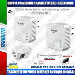 POWERLINE ESTENSORE INTERNET RX+TX NANO 200Mbit/s IDEALE PER SKY ONDEMAND