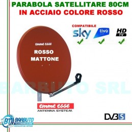 PARABOLA 80 CM IN ACCIAIO EMMEESSE COLORE ROSSO MATTONE CON SUPPORTO IN ACCIAIO