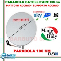 PARABOLA 100 CM IN ACCIAIO EMMEESSE ANTENNA SATELLITARE CON SUPPORTO IN ACCIAIO