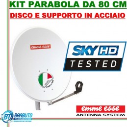 PARABOLA 80 CM ACCIAIO EMMEESSE ANTENNA SATELLITARE CON SUPPORTO IN ACCIAIO