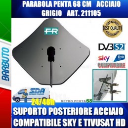 PARABOLA 68 CM IN ACCIAIO PENTA FRACARRO GRIGIO SUPPORTO POSTER. ACCIAIO 211105